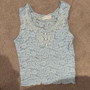 Vintage Bonnie Harris Designs Lace Sleeveless Top - Light Blue